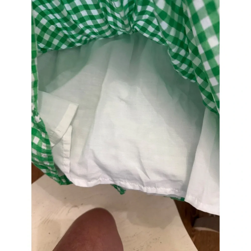Draper James Girls Green Gingham Belted Shirt Dress Size 4
